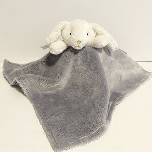 The Childrens Place Bunny Lovey White Gray Satin Plush Stuffed Animal Baby Toy